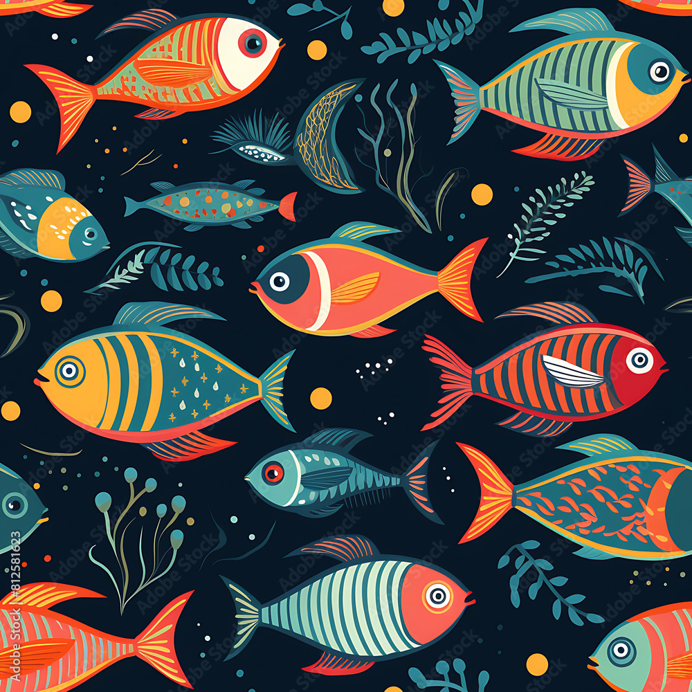Fish seamless pattern, the beauty of design for many different graphic works Fish seamless pattern, the beauty of design for many different graphic works