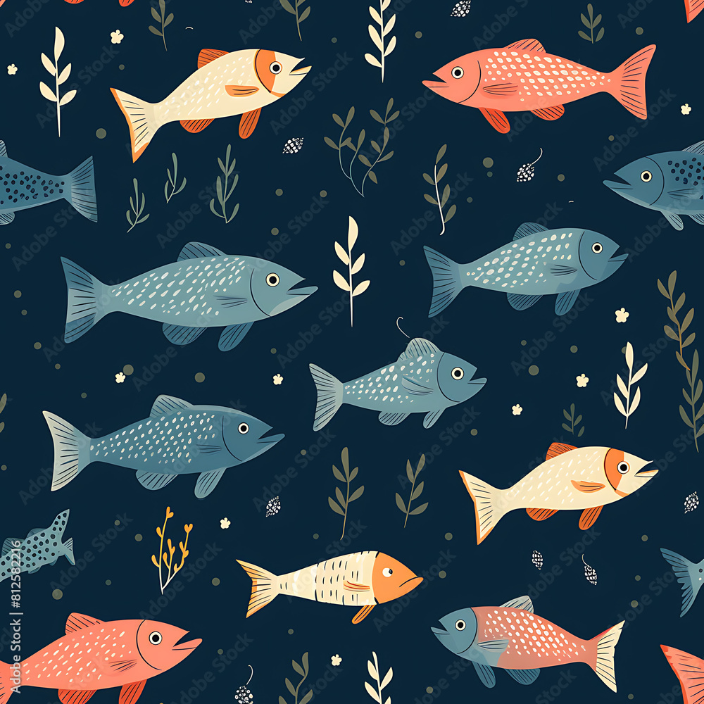 Fish seamless pattern, the beauty of design for many different graphic works Fish seamless pattern, the beauty of design for many different graphic works