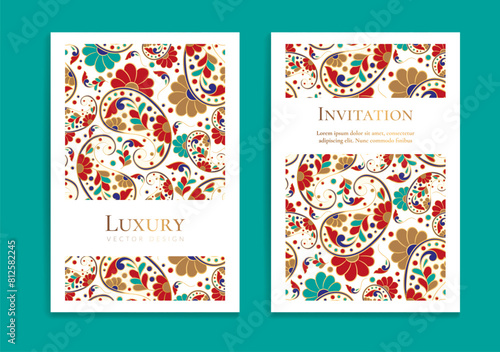Luxury invitation card design with vector ornament pattern. Vintage template. Can be used for background and wallpaper. Elegant and classic vector elements great for decoration.