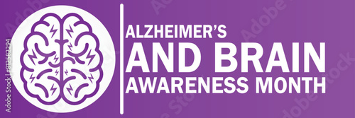 Alzheimer's And Brain awareness Month. Suitable for greeting card, poster and banner. Vector illustration.