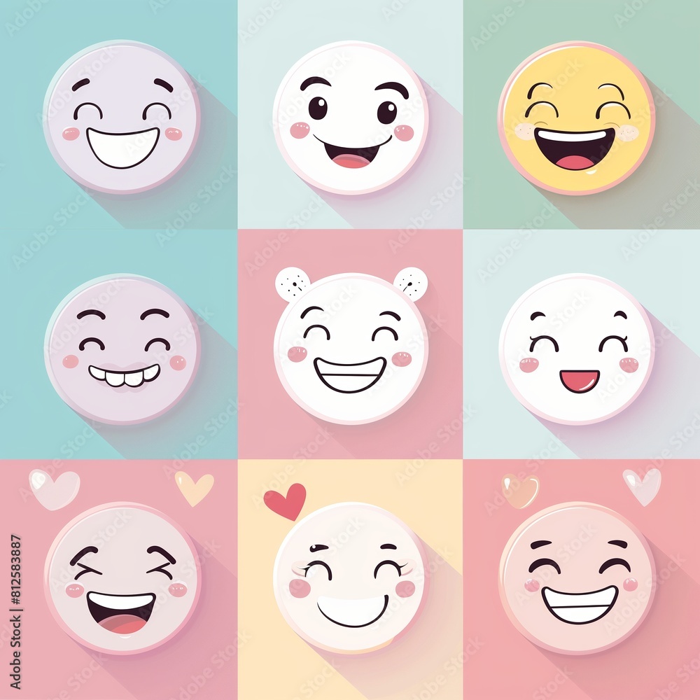 Emojis on pastel backgrounds. Emojis on pastel backgrounds.
