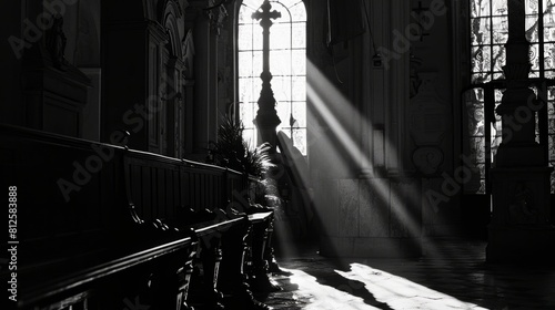 Black and white simplicity enhancing the beauty of Christian motifs in silhouette photo