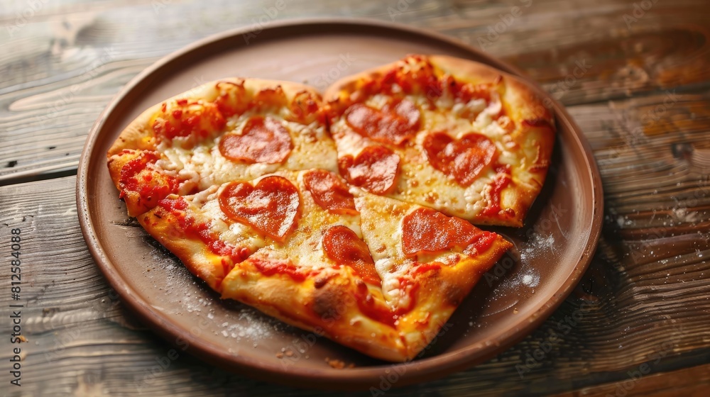 A heart-shaped pizza, perfect for a romantic dinner. valentine's day.