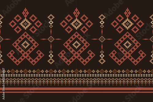 Beautiful vintage cross stitch traditional ethnic pattern.floral pixel art embroidery. Elegance background abstract Aztec beautiful seamless pattern for fabric,cloth,dress,carpet,curtain,sarong,batik.
