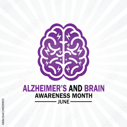 Alzheimer's And Brain awareness Month June. Template for background, banner, card, poster with text inscription. Vector illustration.
