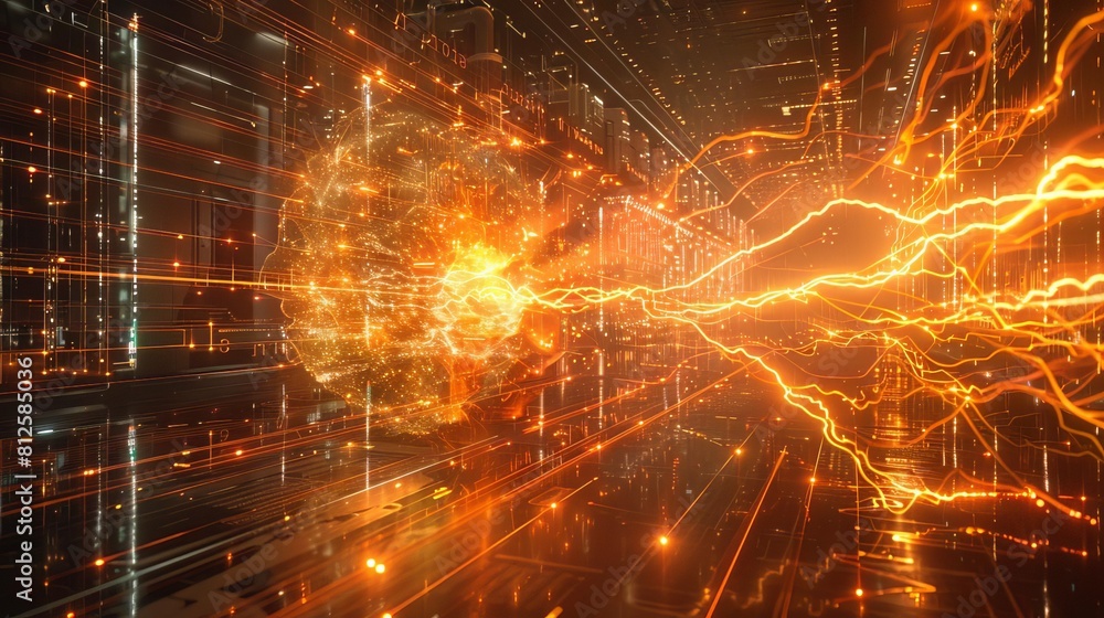 Sketch a scene of electrons flowing through a conductor in response to
