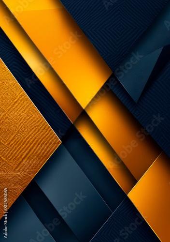 Elegant silver and yellow theme, sophisticated dark blue background with gold lettering and geometric patterns.