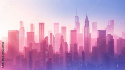 Business district skyline with skyscrapers and office towers