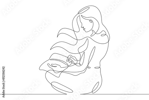 One continuous line.Woman reads a book. A student reads a textbook. Library and Education.Continuous line drawing.Lineart isolated white background.Girl is fond of reading.