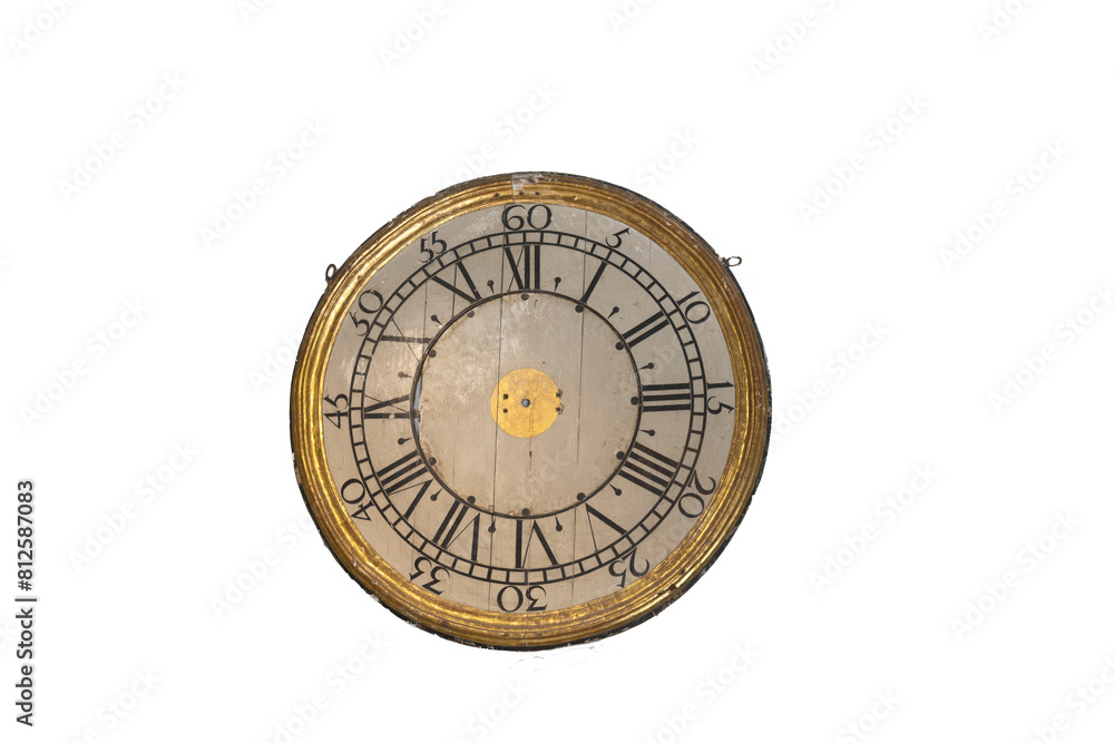 Old clock - Roman figures, time, no pointers Old clock - Roman figures, time, no pointers