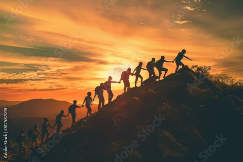 We Rise By Lifting Others Concept. Teamwork and Compassion, Helping and Growing Together