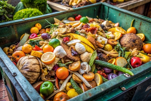 Food in perfect state in a dumpster, representing food waste