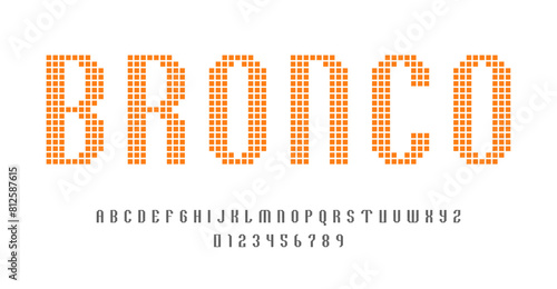 Set of alphabets font letters and numbers modern abstract design LED digital pixel concept vector illustration	
