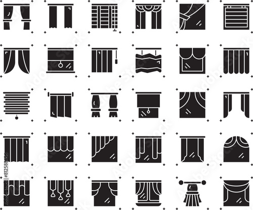 Curtain fill icon set illustration stock vector 