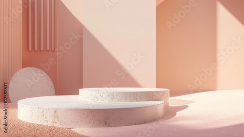 Pink Room With White Table and Chairs