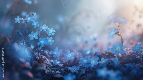 Delicate forget-me-nots in bloom, their tiny blue flowers a symbol of remembrance © KerXing