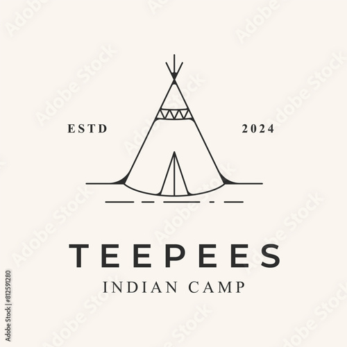 teepees line art design vector illustration.