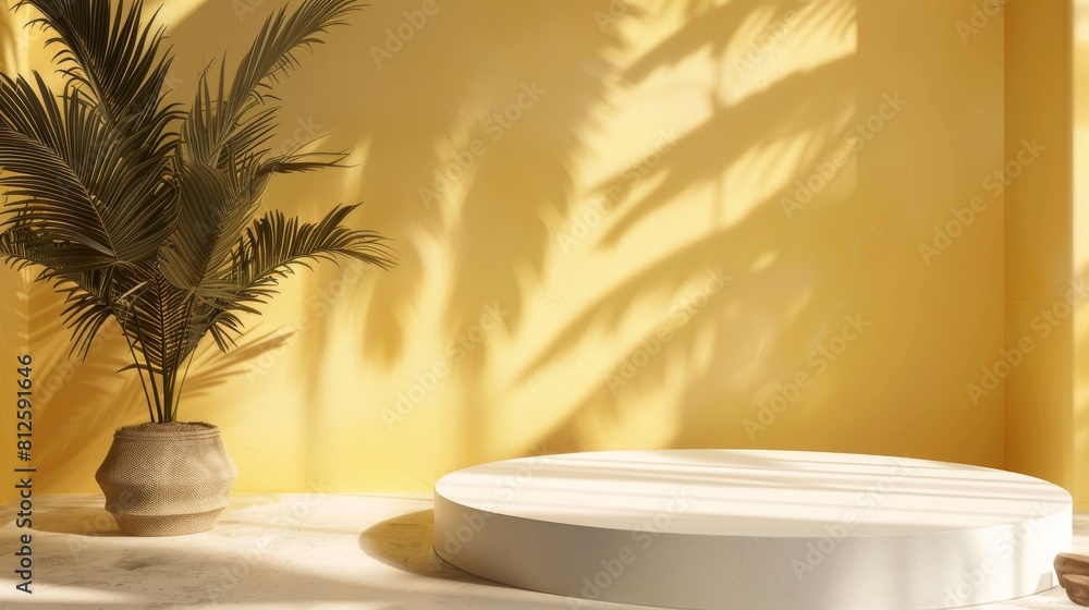 Luxurious Room With Yellow Wall and Palm Tree Luxurious Room With Yellow Wall and Palm Tree
