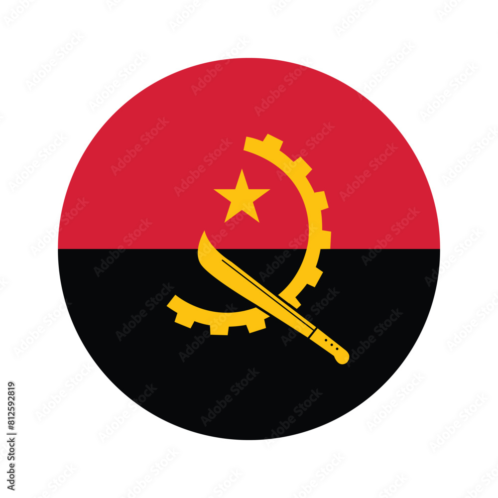 National Flag of Angola. Angola Flag. Angola Round flag.
National Flag of Angola. Angola Flag. Angola Round flag.