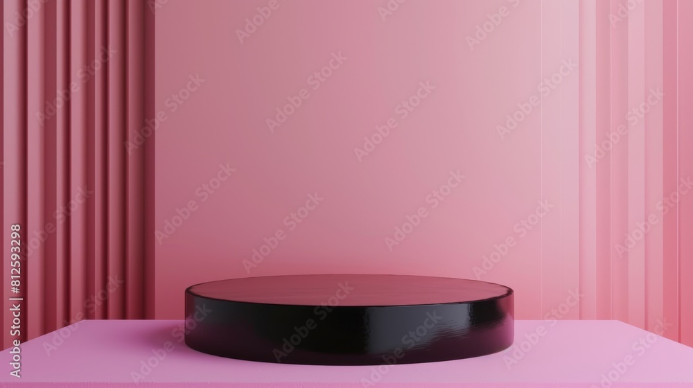 Black Round Object on Pink Background Black Round Object on Pink Background