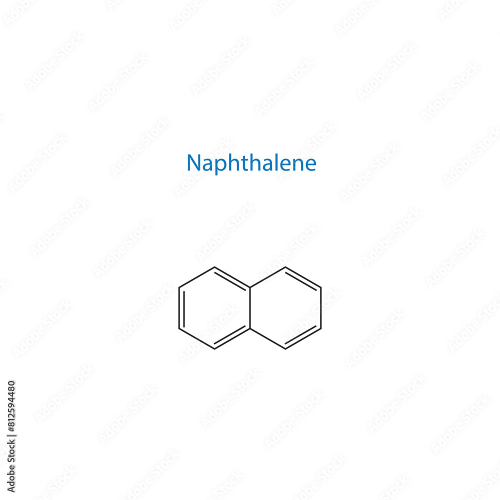 Naphthalene molecule skeletal structure diagram.organic compound molecule scientific illustration on white background. Naphthalene molecule skeletal structure diagram.organic compound molecule scientific illustration on white background.