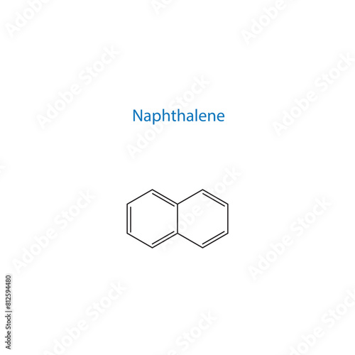 Naphthalene molecule skeletal structure diagram.organic compound molecule scientific illustration on white background.