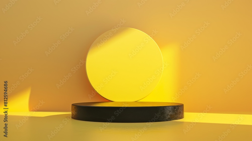 Yellow Circle on Black Table Yellow Circle on Black Table