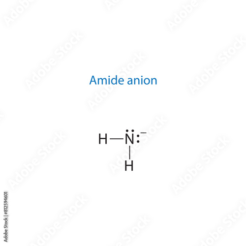 Amide anion molecule lewis structure diagram.organic compound molecule scientific illustration on white background.