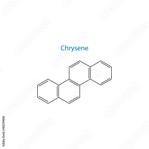 Chrysene molecule skeletal structure diagram.organic compound molecule scientific illustration on white background.