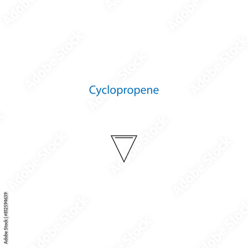 Cyclopropene molecule skeletal structure diagram.organic compound molecule scientific illustration on white background. photo