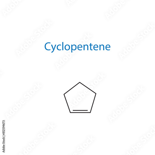Cyclopentene molecule skeletal structure diagram.organic compound molecule scientific illustration on white background.