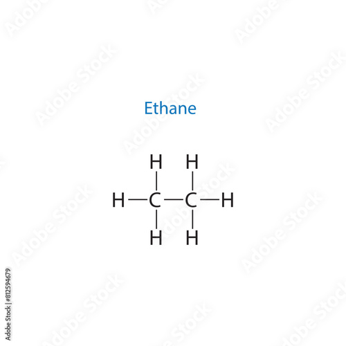 Ethane molecule lewis structure diagram.organic compound molecule scientific illustration on white background.