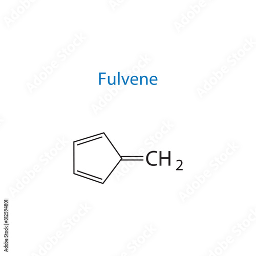 Fulvene molecule skeletal structure diagram.organic compound molecule scientific illustration on white background.
