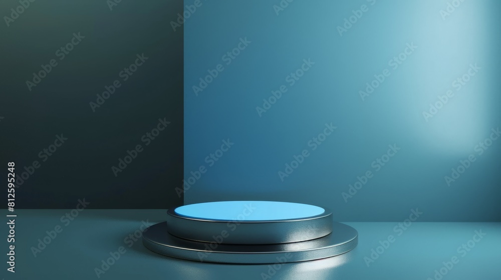 Blue Button on Table in Front of Blue Wall Blue Button on Table in Front of Blue Wall