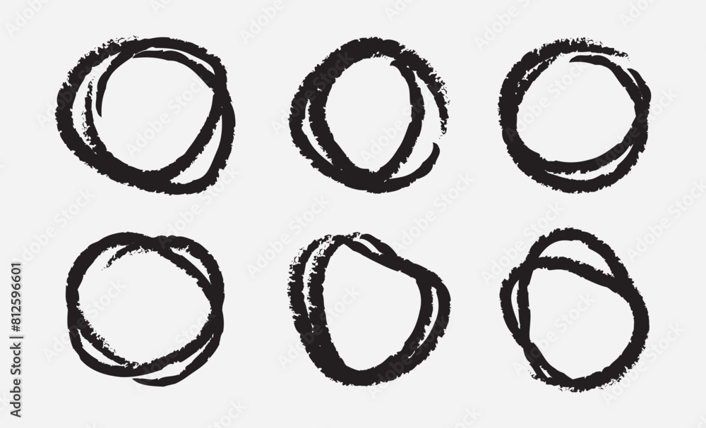 Collection of round frames in brush circle shapes Collection of round frames in brush circle shapes
