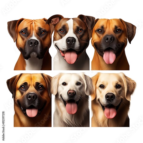 Many dogs with their tongues out art art realistic lively illustrator.