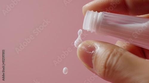 A tube of white cream is being squeezed out of a plastic container