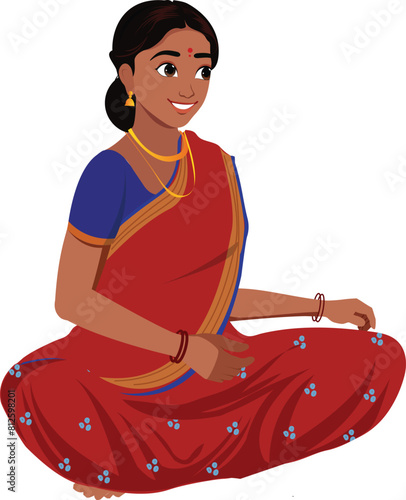 Indian Woman sitting in a Saree