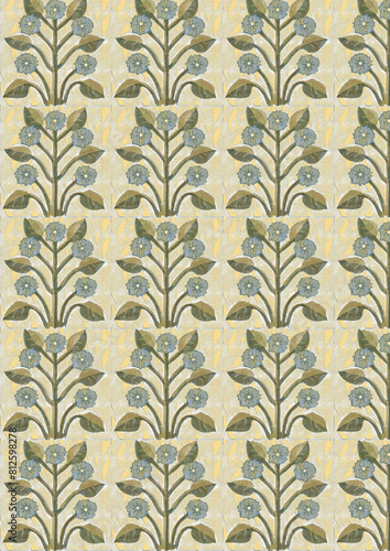 pattern with flower, leaves
