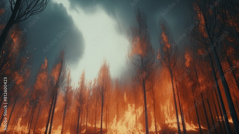 Concept image climate change forest fires Concept image climate change forest fires