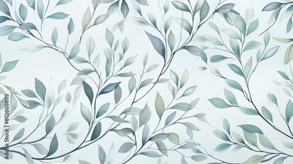 Elegant botanical leaf pattern wallpaper in pastel green tones. Elegant botanical leaf pattern wallpaper in pastel green tones.