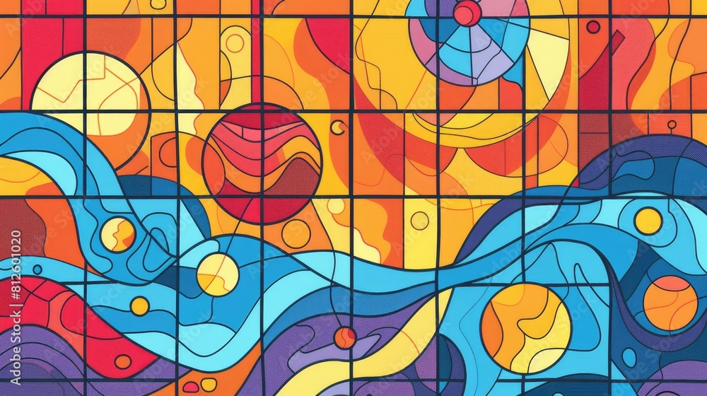Collection of outline drawings of stained glass Windows featuring celestial scenery square shapes bold lines on a blank backdrop Collection of outline drawings of stained glass Windows featuring celestial scenery square shapes bold lines on a blank backdrop
