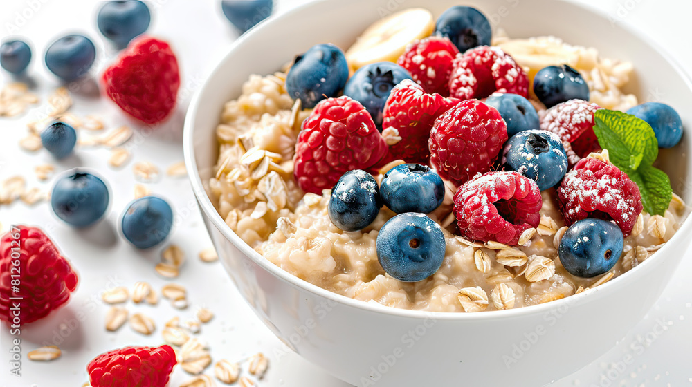 Bowl of Oatmeal with Fruit Ai Generative Bowl of Oatmeal with Fruit Ai Generative