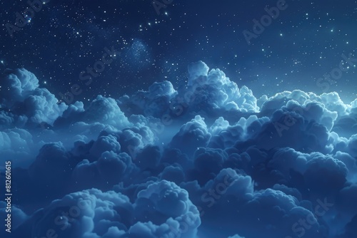 Night sky filled with clouds and stars. Suitable for backgrounds or astronomy concepts photo