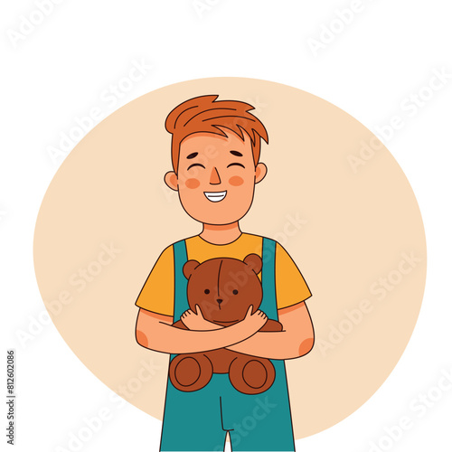 A little boy expresses genuine joy and excitement, his emotions are excited and happy. Vector illustration isolated on a white background for use in cards, web, apps, decoration
