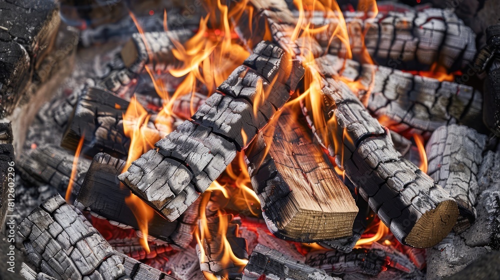 Bonfire fueled by firewood flames Bonfire fueled by firewood flames
