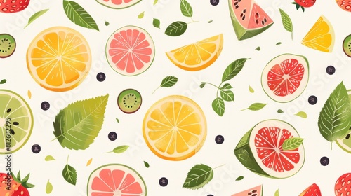 Refreshing summer fruit pattern with space for personalized messages or branding