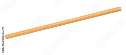 Close up orange paper drinking straw isolated on white with clipping path, eco friendly 