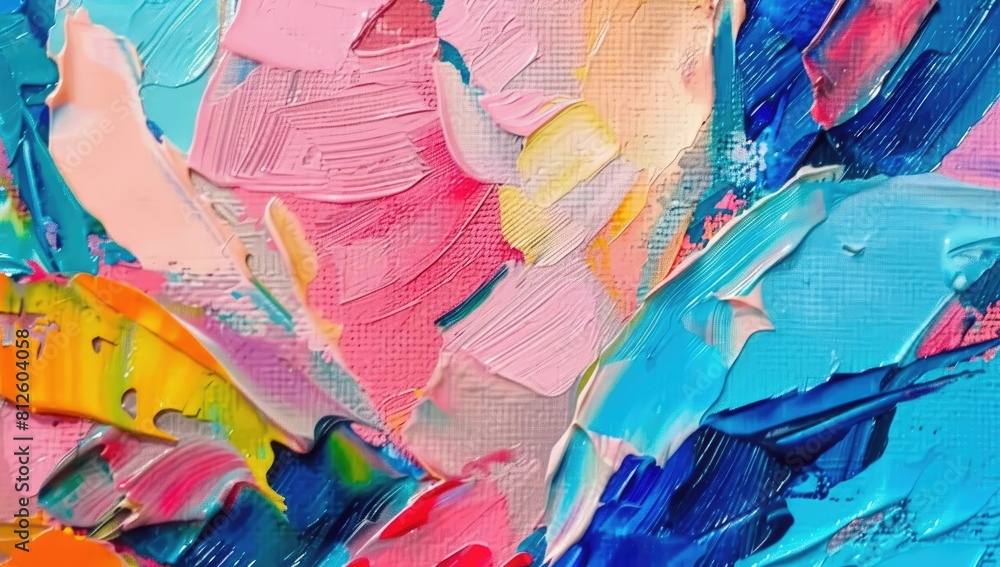 Chromatic Canvas: Colorful Oil Painting Texture Alive with Palette Knife Flourishes