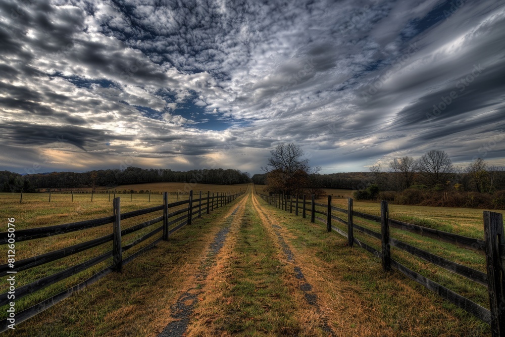 Welcome to Fauquier County, Virginia: A Serene Landscape with Wooden Sign, Fence, and Fluffy Clouds Welcome to Fauquier County, Virginia: A Serene Landscape with Wooden Sign, Fence, and Fluffy Clouds